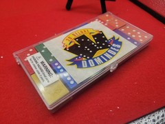 Vintage Wooden Dominoes Set of 28 Multicolor W/ Case
