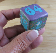 Jena’s Handmade Backgammon Doubling Cube Unique OAK Purple Blue Green #403