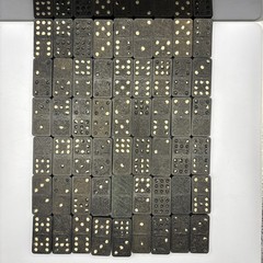 Vintage Dominos Mixed Tiles. Black With Vines & Floral. Lot Of 54.