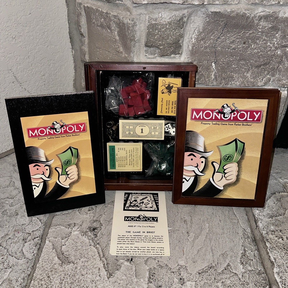 Monopoly Bookshelf Edition Vintage 42749 Wooden Wood Hasbro – See Description