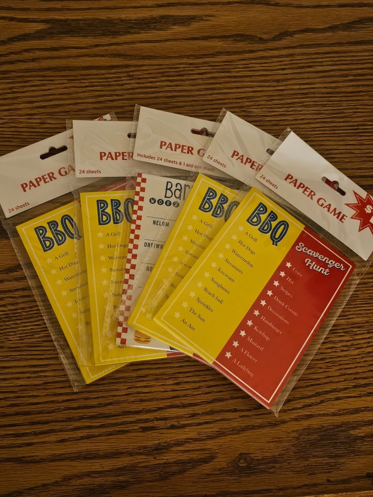 NEW BBQ Scavenger Hunt Paper Game 24 Game Sheets Summer Game Fun Family Game