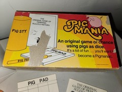 1977 Vintage PIG MANIA Dice Game Pig Stye Cup 2 Pigs Manual Pen Note Pad READ