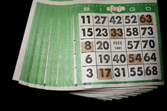 BINGO PAPER Cards Sheets 3 on 1 Green Border Wildcard 5 pattern – 100 sheets