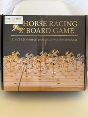 Horse Racing Board Game Wooden Board w/ Metal Horses 21in (53.5cm) HRB01