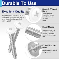 100 Pcs #8 x 1-1/4″ White Wood Screws, Truss Head Self Tapping Screws, Zinc P…