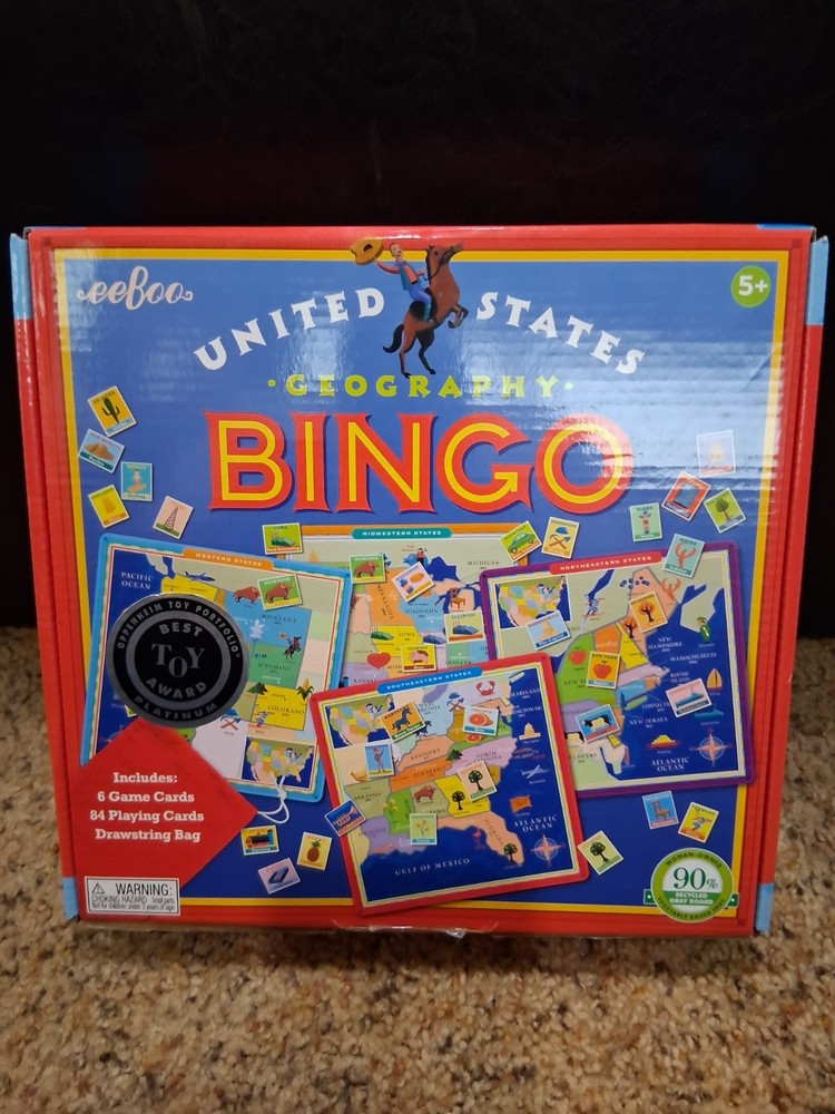 eeBoo United States Map US Geography Bingo Ages 5 Up Educational Game FREE SHIP