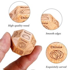 Wood Date Night Food Dice 18 Choices Anniversary Gift for Couples Decision
