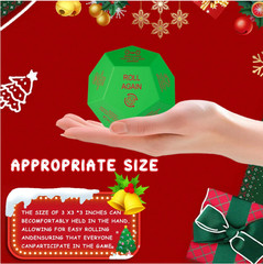 Christmas Gift Exchange Dice – 12 Sides 3x3x3 Inches, Holiday Party Dice Game
