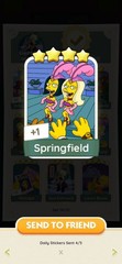 Springfield Monopoly Go 4 star Sticker ( Instant Send )