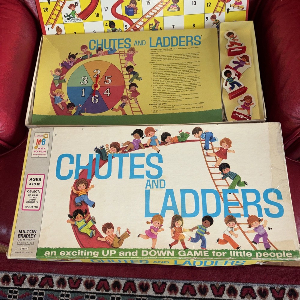 Vintage 1972 Milton Bradley Chutes And Ladders Board Game Complete