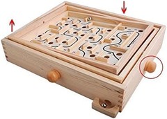 Wood Labyrinth Table Maze/Balance Board Table Maze Solitaire Game for Kids and A