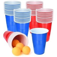 Cup Pong Game Set – 22 Plastic Party Cups & 4 Ping Pong Balls for Gifts