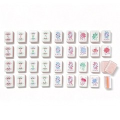 American Mahjong Game Set, 160 Pearl Pink and Orange 4 Layered Mahjong Tiles
