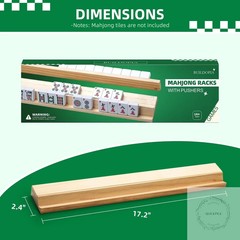 Wooden Mahjong Racks with Pushers, Set of 4, Solid Wood Tile Racks with Push Sli