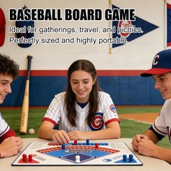 Baseball Board Game, Solid Oak Wooden Baseball Dice Table Game with 20mm Thick B
