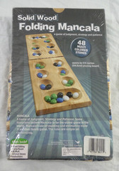 Cardinal Solid Wood Folding Mancala Game Board 48 Multi Color Stones NOS Age 6+