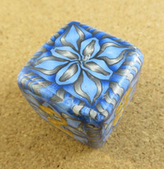 Jena’s Handmade Backgammon Doubling Cube Blue Gold Gray One of A Kind #268