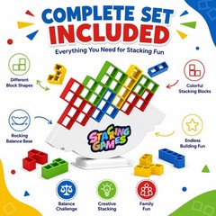 48PCS Tetra Tower Balance Stacking Game for Family Game Night – Upgraded 3D T…