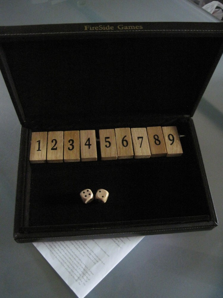 SHUT THE BOX English Pub Game Leather Box & Dice with Instructions NEW