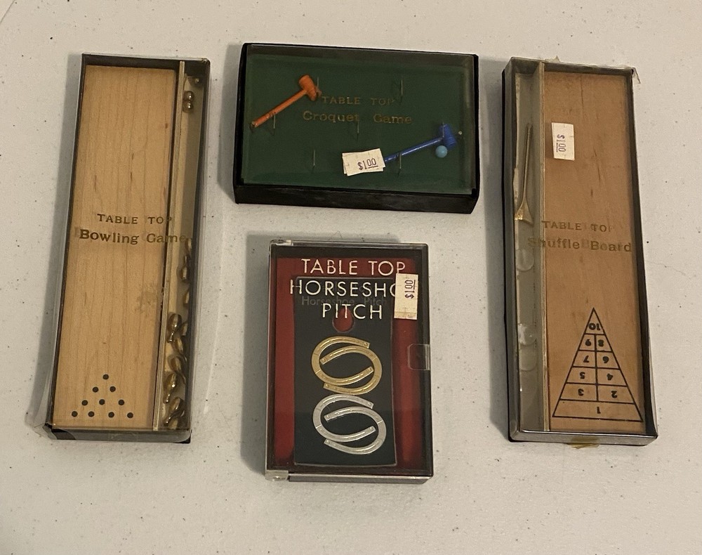Vintage Table Top Games Bowling, Shuffle Board, Croquet & Horseshoes 4 Games