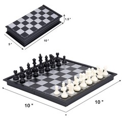 Magnetic Folding Chess Set 10 Inch Plastic Pieces Travel Board Game 2 Extra Q…