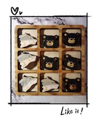 TIC-TAC-TOE Game, Wolf & BEAR Old Fashioned Handmade Wooden Game