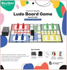 Premium Ludo Board Game Quad-Fold 20″x20″ Size Family Fun