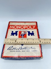 Vintage 1935 Monopoly Parts Set Metal Tokens Wood Houses NO BOARD Parker Bros