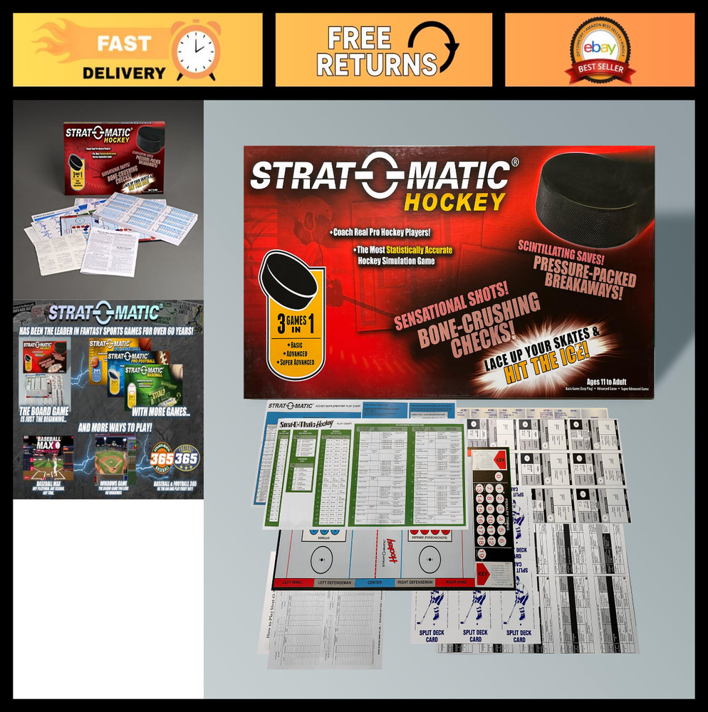 Hockey Strategy Board Game – Current Edition, Fun for All Ages, Sports Simulatio