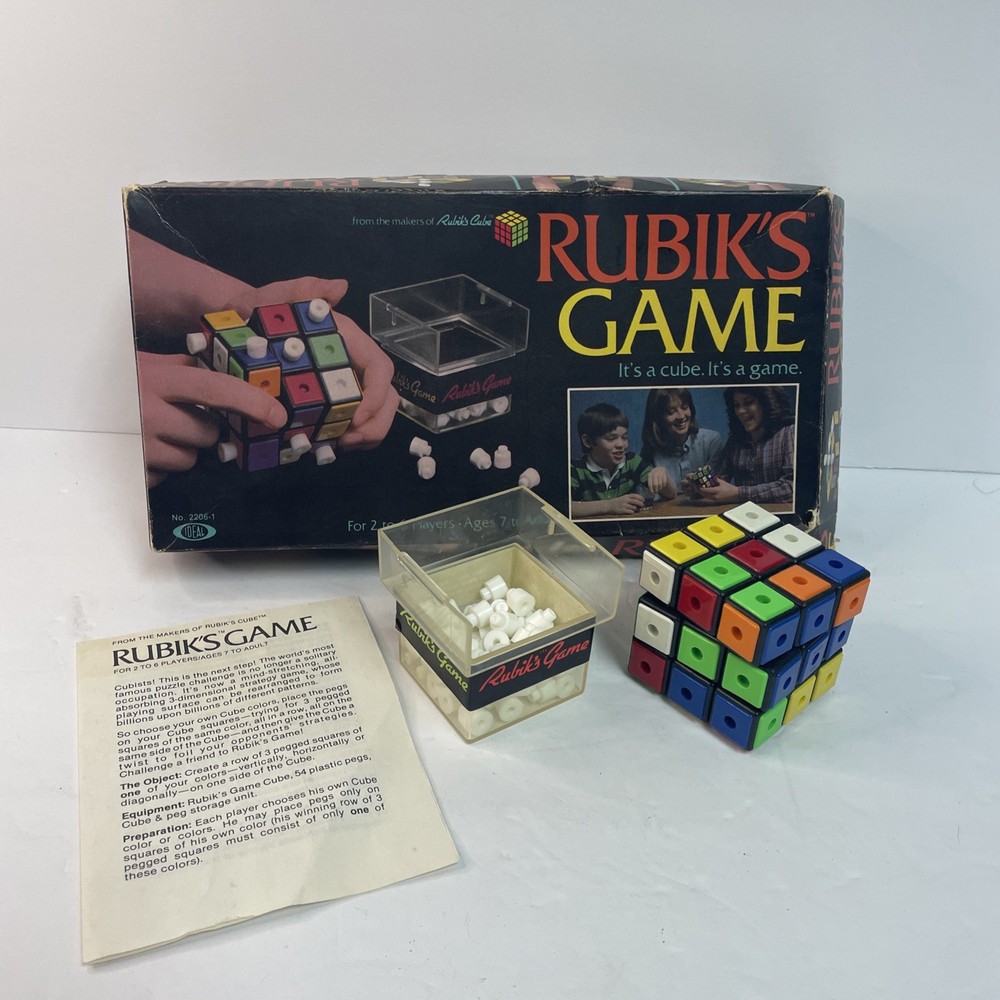 Vintage Rubik’s Cube Game 1982 Complete Ideal Toy Corp Peg Game Original Box-GS