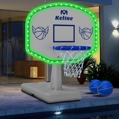 LED Pool Basketball Hoop 34 x34 x42.2 Solar Lights 2 Balls Pump Dahivs Poolside