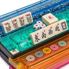 American Mahjong “Blue Calico” Floral Soft Case All-in-One Racks FX-AM007-A