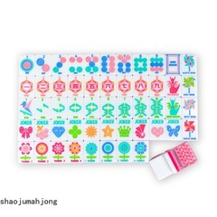 Vibrant Layered Mahjong Tiles Full American Set 160 Tiles Pink Flower Blossoms