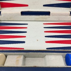 Compact Leather Backgammon Board Game Set – 10.5″ x 16″, Missing Dice