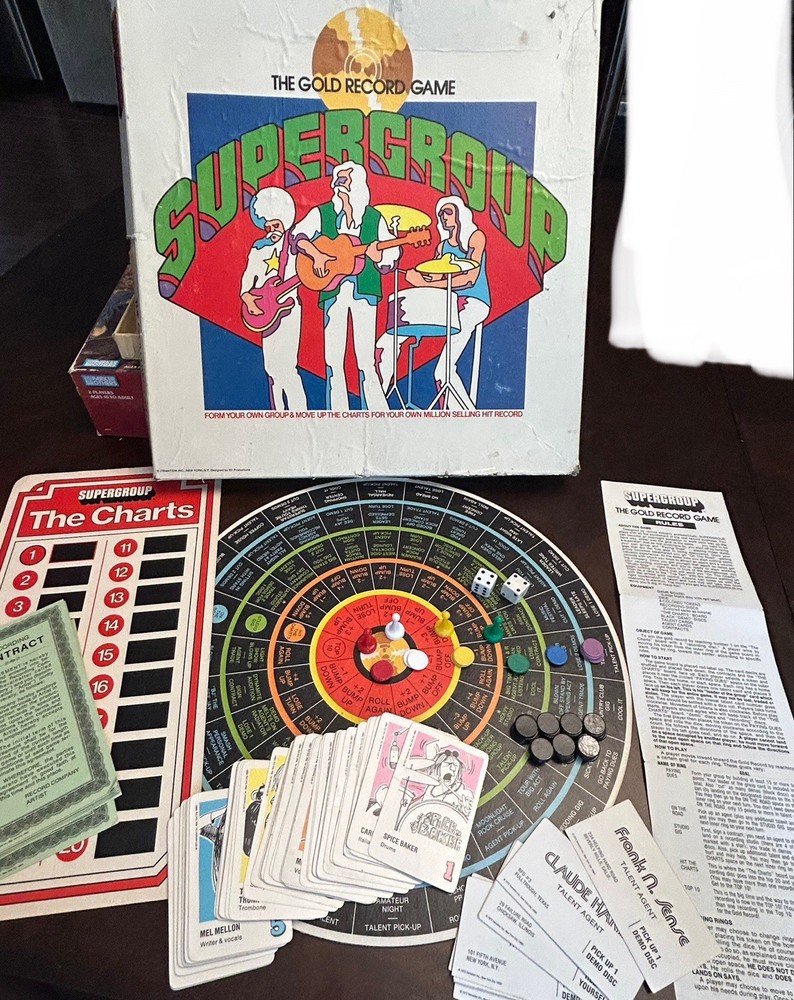 RARE Vintage Supergroup Gold Record Board Game 1973 Instructions Missing Parts