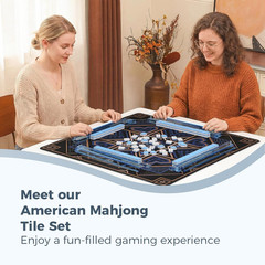 American Mahjong Tile Set with Printed Handbag, 166 Premium Blue Tile and Access