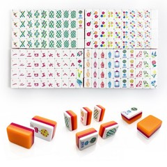 NEW! Vibrant Layered Mahjong Tiles – American Set 160 Tiles – Orange
