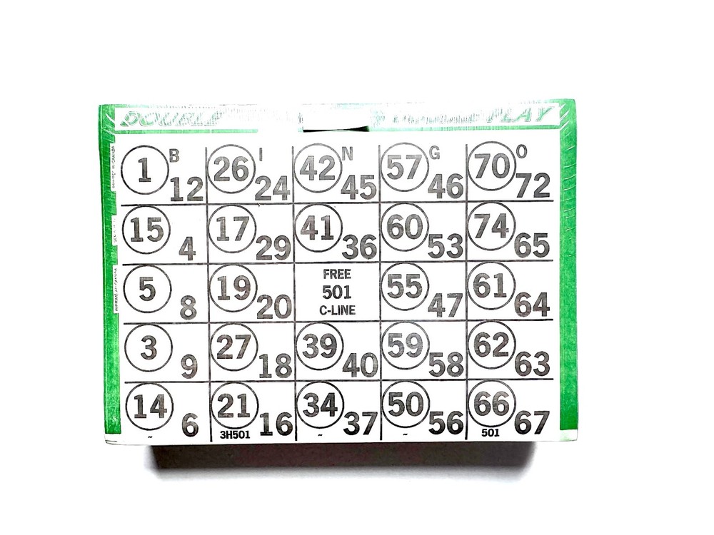1 on Double Action Double Play Bingo Paper Cards-Pack of 500-Color Green Border