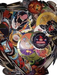 100 Mixed Tazos Pogs Lot Metalix Mega & Regular Pokemon Angry Birds Simpsons