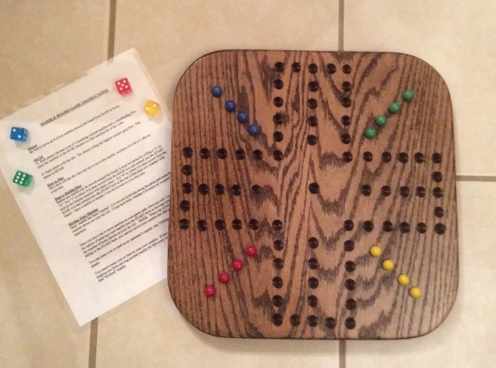 18 ” WALNUT STAINED WOODEN OAK AGGRAVATION MARBLE GAME BOARD 2 TO 4-PLAYER NEW