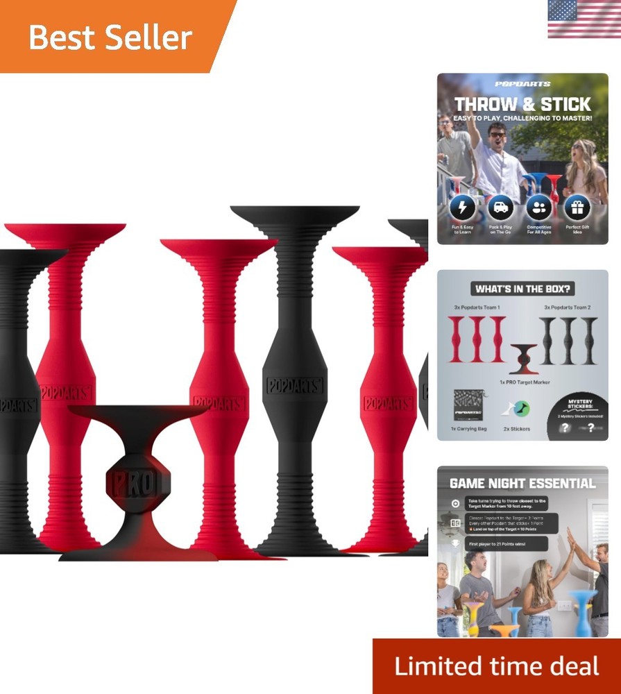 Compact Red & Black Popdarts Set – Exciting Indoor/Outdoor Game for 2-4 Players
