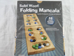 Cardinal Solid Wood Folding Mancala Game Board 48 Multi Color Stones NOS Age 6+