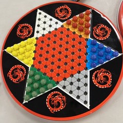 OHIO ART 2 IN 1 CHINESE GLASS MARBLES CHECKERS TIN STORAGE BOARD GAME NO 537
