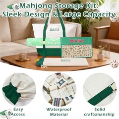 Empty Mahjong Tile Bags Set for American Tiles and Racks,Canvas Tote Bag with Ma