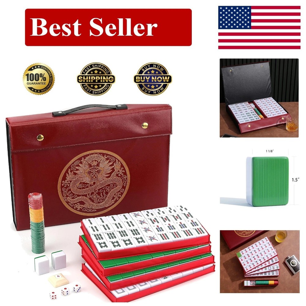 Deluxe Portable Chinese Mahjong Set – 146 Large Numbered Tiles & Chips Included