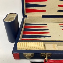 Compact Leather Backgammon Board Game Set – 10.5″ x 16″, Missing Dice