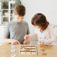 Wooden Tic Tac Toe Game Classical Kids Educational Puzzle Travel Board Toy Set