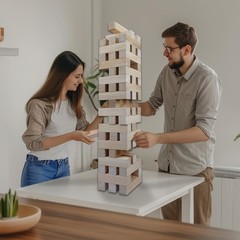 Giant Tumbling Tower Game 51pcs Wooden Blocks Stacking Up to 5.5 Feet – Fun
