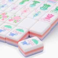 160 American Mahjong Tiles 4-Layer Acrylic Light Purple Theme Engraved Set