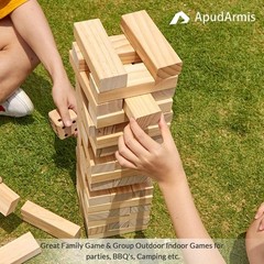 Giant Tumble Tower Stack Game – 54 Wooden Blocks, Grow to 4.2ft, Family & Par…